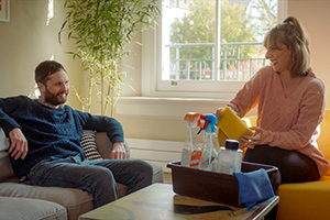 Pls Like. Image shows from L to R: Liam (Liam Williams), Hayley Thatch (Gabby Best). Pls Like. Image shows from L to R: Liam (Liam Williams), Hayley Thatch (Gabby Best).
