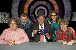 QI. Image shows from L to R: Alan Davies, Tommy Tiernan, Stephen Fry, Sarah Millican, Josh Widdicombe. Copyright: TalkbackThames. QI. Image shows from L to R: Alan Davies, Tommy Tiernan, Stephen Fry, Sarah Millican, Josh Widdicombe. Copyright: TalkbackThames.