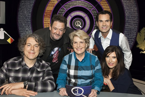 QI. Image shows from L to R: Alan Davies, Johnny Vegas, Sandi Toksvig, Jimmy Carr, Ronni Ancona. Copyright: TalkbackThames. QI. Image shows from L to R: Alan Davies, Johnny Vegas, Sandi Toksvig, Jimmy Carr, Ronni Ancona. Copyright: TalkbackThames.