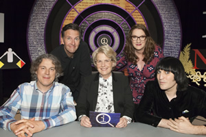 QI. Image shows from L to R: Alan Davies, Colin Lane, Sandi Toksvig, Sarah Millican, Noel Fielding. Copyright: TalkbackThames. QI. Image shows from L to R: Alan Davies, Colin Lane, Sandi Toksvig, Sarah Millican, Noel Fielding. Copyright: TalkbackThames.