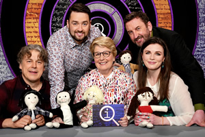 QI. Image shows from L to R: Alan Davies, Jason Manford, Sandi Toksvig, Lee Mack, Aisling Bea. Copyright: TalkbackThames. QI. Image shows from L to R: Alan Davies, Jason Manford, Sandi Toksvig, Lee Mack, Aisling Bea. Copyright: TalkbackThames.