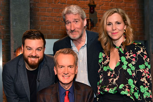 Room 101. Image shows from L to R: Alex Brooker, Frank Skinner, Jeremy Paxman, Sally Phillips. Copyright: Hat Trick Productions. Room 101. Image shows from L to R: Alex Brooker, Frank Skinner, Jeremy Paxman, Sally Phillips. Copyright: Hat Trick Productions.
