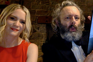 Staged. Image shows from L to R: Anna (Anna Lundberg), Michael (Michael Sheen). Staged. Image shows from L to R: Anna (Anna Lundberg), Michael (Michael Sheen).