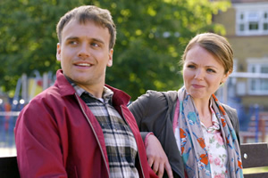 Still Open All Hours. Image shows from L to R: Leroy (James Baxter), Beth (Katie Redford). Copyright: BBC. Still Open All Hours. Image shows from L to R: Leroy (James Baxter), Beth (Katie Redford). Copyright: BBC.