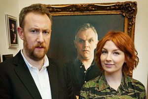 Taskmaster. Image shows from L to R: Alex Horne, Alice Levine. Copyright: Avalon Television. Taskmaster. Image shows from L to R: Alex Horne, Alice Levine. Copyright: Avalon Television.