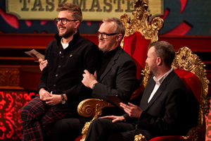 Taskmaster. Image shows from L to R: Iain Stirling, Greg Davies, Alex Horne. Copyright: Avalon Television. Taskmaster. Image shows from L to R: Iain Stirling, Greg Davies, Alex Horne. Copyright: Avalon Television.