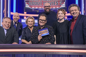 There's Something About Movies. Image shows from L to R: Warwick Davis, Tom Allen, Jennifer Saunders, Alan Carr, Tom Davis, Alice Levine, Michael Sheen. There's Something About Movies. Image shows from L to R: Warwick Davis, Tom Allen, Jennifer Saunders, Alan Carr, Tom Davis, Alice Levine, Michael Sheen.