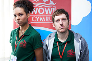 Tourist Trap. Image shows from L to R: Kara (Mali Ann Rees), Nez (Elis James). Copyright: BBC. Tourist Trap. Image shows from L to R: Kara (Mali Ann Rees), Nez (Elis James). Copyright: BBC.