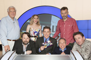 Would I Lie To You?. Image shows from L to R: John Simpson, David Mitchell, Katherine Ryan, Rob Brydon, Warwick Davis, Hugh Dennis, Lee Mack. Copyright: Zeppotron. Would I Lie To You?. Image shows from L to R: John Simpson, David Mitchell, Katherine Ryan, Rob Brydon, Warwick Davis, Hugh Dennis, Lee Mack. Copyright: Zeppotron.