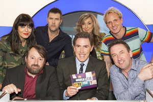 Would I Lie To You?. Image shows from L to R: Claudia Winkleman, David Mitchell, Rhod Gilbert, Rob Brydon, Tracy-Ann Oberman, Jamie Laing, Lee Mack. Copyright: Zeppotron. Would I Lie To You?. Image shows from L to R: Claudia Winkleman, David Mitchell, Rhod Gilbert, Rob Brydon, Tracy-Ann Oberman, Jamie Laing, Lee Mack. Copyright: Zeppotron.