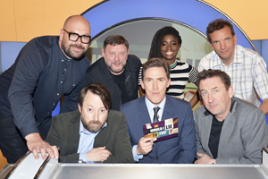 Would I Lie To You?. Image shows from L to R: Tom Davis, David Mitchell, Shaun Ryder, Rob Brydon, Clara Amfo, Lee Mack, Henning Wehn. Copyright: Zeppotron. Would I Lie To You?. Image shows from L to R: Tom Davis, David Mitchell, Shaun Ryder, Rob Brydon, Clara Amfo, Lee Mack, Henning Wehn. Copyright: Zeppotron.