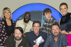 Would I Lie To You?. Image shows from L to R: Fay Ripley, David Mitchell, Melvin Odoom, Rob Brydon, James Acaster, Lee Mack, Gabby Logan. Copyright: Zeppotron. Would I Lie To You?. Image shows from L to R: Fay Ripley, David Mitchell, Melvin Odoom, Rob Brydon, James Acaster, Lee Mack, Gabby Logan. Copyright: Zeppotron.