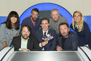 Would I Lie To You?. Image shows from L to R: Claudia Winkleman, David Mitchell, Craig Parkinson, Rob Brydon, Steve Davis, Lee Mack, Sara Pascoe. Copyright: Zeppotron. Would I Lie To You?. Image shows from L to R: Claudia Winkleman, David Mitchell, Craig Parkinson, Rob Brydon, Steve Davis, Lee Mack, Sara Pascoe. Copyright: Zeppotron.