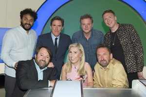 Would I Lie To You?. Image shows from L to R: Nish Kumar, David Mitchell, Rob Brydon, Nikki Fox, Miles Jupp, Lee Mack, Joe Lycett. Copyright: Zeppotron. Would I Lie To You?. Image shows from L to R: Nish Kumar, David Mitchell, Rob Brydon, Nikki Fox, Miles Jupp, Lee Mack, Joe Lycett. Copyright: Zeppotron.
