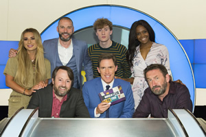 Would I Lie To You?. Image shows from L to R: Dani Dyer, David Mitchell, Fred Sirieix, James Acaster, Rob Brydon, Oti Mabuse, Lee Mack. Copyright: Zeppotron. Would I Lie To You?. Image shows from L to R: Dani Dyer, David Mitchell, Fred Sirieix, James Acaster, Rob Brydon, Oti Mabuse, Lee Mack. Copyright: Zeppotron.
