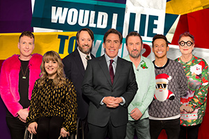 Would I Lie To You?. Image shows from L to R: Joe Lycett, Ruth Madeley, David Mitchell, Rob Brydon, Lee Mack, Joe Swash, Jo Brand. Copyright: Zeppotron. Would I Lie To You?. Image shows from L to R: Joe Lycett, Ruth Madeley, David Mitchell, Rob Brydon, Lee Mack, Joe Swash, Jo Brand. Copyright: Zeppotron.