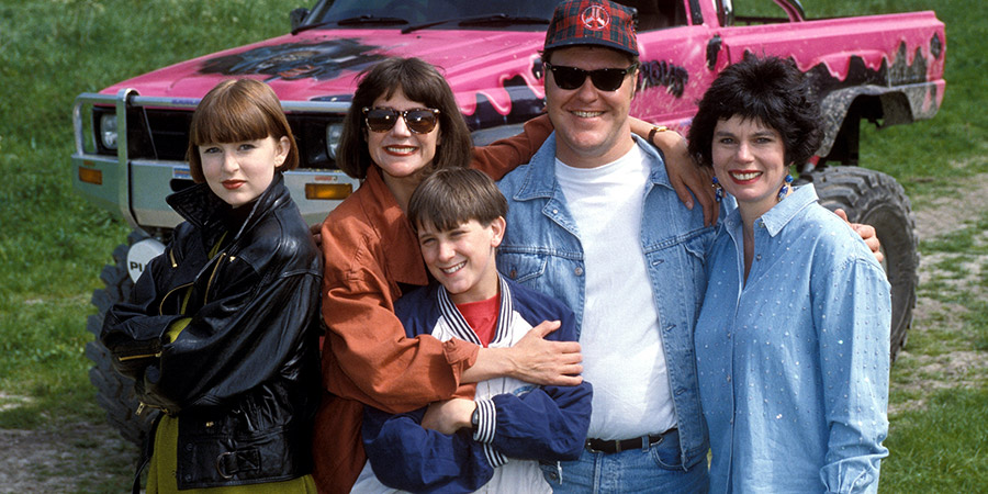 2point4 Children. Image shows from L to R: Jenny (Clare Woodgate), Bill (Belinda Lang), David (John Pickard), Ben (Gary Olsen), Rona (Julia Hills). Copyright: BBC. 2point4 Children. Image shows from L to R: Jenny (Clare Woodgate), Bill (Belinda Lang), David (John Pickard), Ben (Gary Olsen), Rona (Julia Hills). Copyright: BBC.
