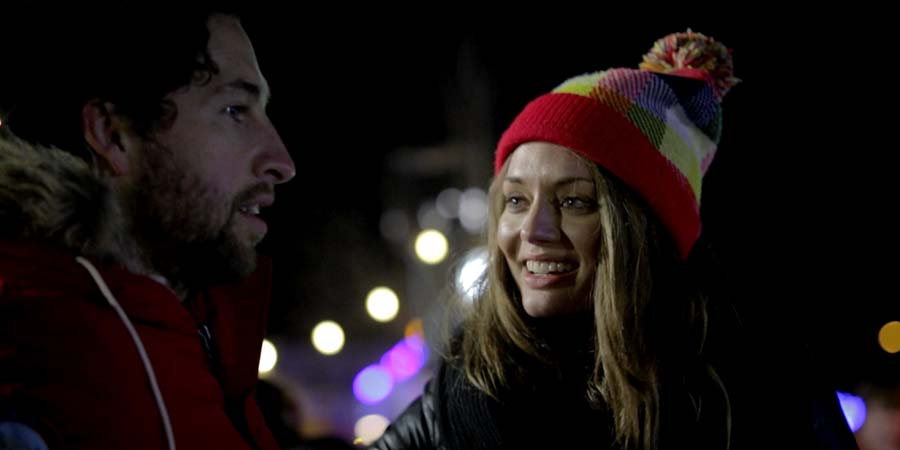A Wonderful Christmas Time. Image shows from L to R: Noel (Dylan Edwards), Cherie (Laura Haddock). Copyright: Jolene Films. A Wonderful Christmas Time. Image shows from L to R: Noel (Dylan Edwards), Cherie (Laura Haddock). Copyright: Jolene Films.