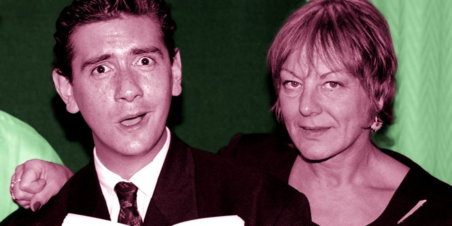 Adrian Mole: The Wilderness Years. Image shows from L to R: Harry McEntire, Sue Townsend. Copyright: Pier Productions. Adrian Mole: The Wilderness Years. Image shows from L to R: Harry McEntire, Sue Townsend. Copyright: Pier Productions.