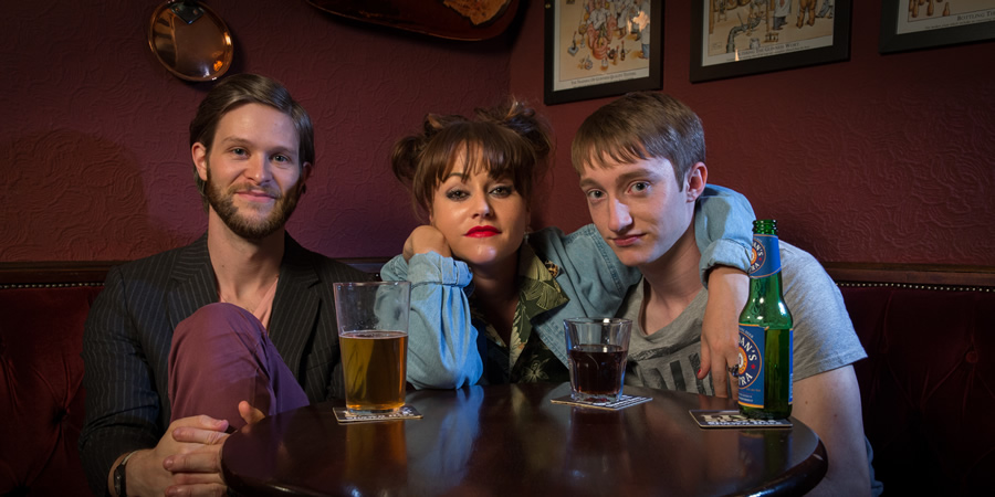 After Hours. Image shows from L to R: Ollie (Rob Kendrick), Lauren (Jaime Winstone), Willow Hannigan (James Tarpey). Copyright: Jellylegs. After Hours. Image shows from L to R: Ollie (Rob Kendrick), Lauren (Jaime Winstone), Willow Hannigan (James Tarpey). Copyright: Jellylegs.