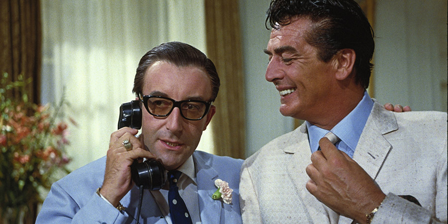 After The Fox. Image shows from L to R: Aldo 'The Fox' Vanucci (Peter Sellers), Tony Powell (Victor Mature). Copyright: Metro-Goldwyn-Mayer. After The Fox. Image shows from L to R: Aldo 'The Fox' Vanucci (Peter Sellers), Tony Powell (Victor Mature). Copyright: Metro-Goldwyn-Mayer.