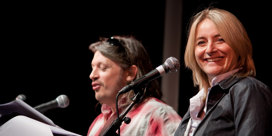 AITOM. Image shows from L to R: Richard Herring, Emma Kennedy. Copyright: Mat Ricardo. AITOM. Image shows from L to R: Richard Herring, Emma Kennedy. Copyright: Mat Ricardo.