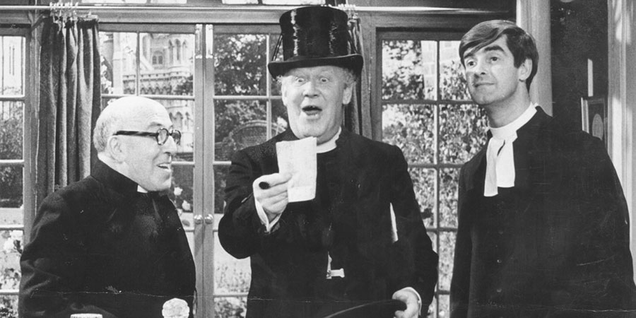 All Gas And Gaiters. Image shows from L to R: Henry - The Archdeacon (Robertson Hare), The Rt. Rev. Dr. Cuthbert Hever - The Bishop (William Mervyn), The Rev. Mervyn Noote - The Chaplain (Derek Nimmo). Copyright: BBC. All Gas And Gaiters. Image shows from L to R: Henry - The Archdeacon (Robertson Hare), The Rt. Rev. Dr. Cuthbert Hever - The Bishop (William Mervyn), The Rev. Mervyn Noote - The Chaplain (Derek Nimmo). Copyright: BBC.