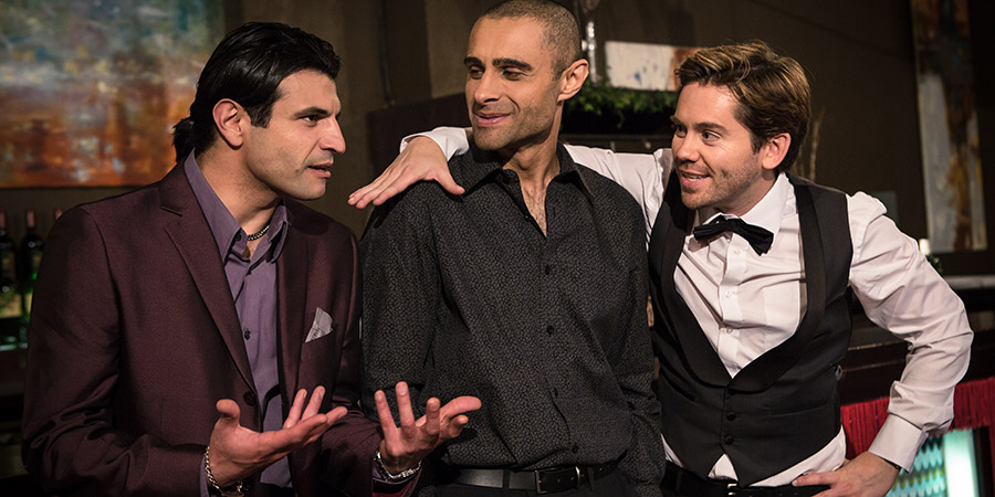 Amar Akbar & Tony. Image shows from L to R: Akbar (Sam Vincenti), Amar (Rez Kempton), Tony (Martin Delaney). Amar Akbar & Tony. Image shows from L to R: Akbar (Sam Vincenti), Amar (Rez Kempton), Tony (Martin Delaney).