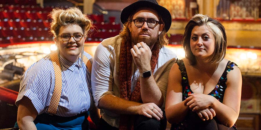 Amusical. Image shows from L to R: Jayde Adams, Dave Cribb, Kiri Pritchard-McLean. Copyright: Burning Bright Productions. Amusical. Image shows from L to R: Jayde Adams, Dave Cribb, Kiri Pritchard-McLean. Copyright: Burning Bright Productions.