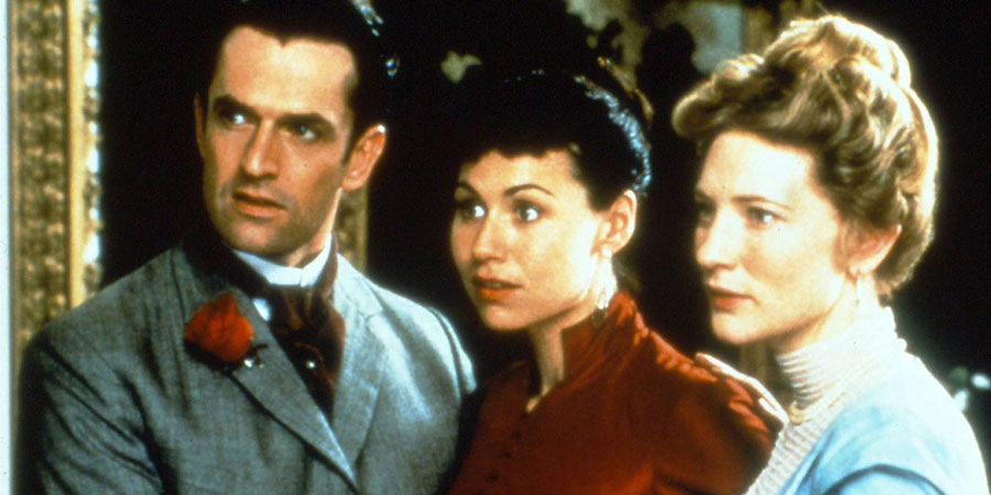 An Ideal Husband. Image shows from L to R: Lord Arthur Goring (Rupert Everett), Miss Mabel Charlton (Minnie Driver), Gertrude Charlton (Cate Blanchett). Copyright: Miramax Films. An Ideal Husband. Image shows from L to R: Lord Arthur Goring (Rupert Everett), Miss Mabel Charlton (Minnie Driver), Gertrude Charlton (Cate Blanchett). Copyright: Miramax Films.