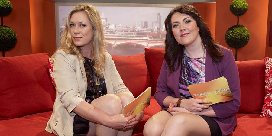 Anna & Katy. Image shows from L to R: Anna Crilly, Katy Wix. Copyright: Roughcut Television. Anna & Katy. Image shows from L to R: Anna Crilly, Katy Wix. Copyright: Roughcut Television.