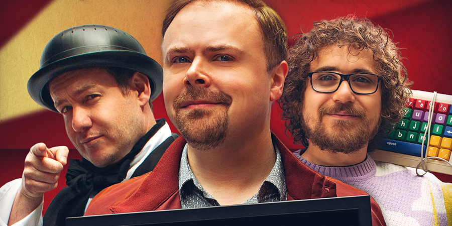 Ashens And The Polybius Heist. Image shows from L to R: Chef Assistance (Barry Lewis), Ashens (Stuart Ashen), The Cube (Daniel Hardcastle). Ashens And The Polybius Heist. Image shows from L to R: Chef Assistance (Barry Lewis), Ashens (Stuart Ashen), The Cube (Daniel Hardcastle).