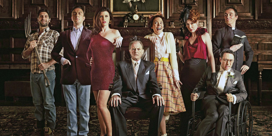 Bad Sugar. Image shows from L to R: Simon (Kayvan Novak), Rolph Cauldwell (Peter Serafinowicz), Lucy Cauldwell (Sharon Horgan), Ralphfred Cauldwell (David Bradley), Joan Cauldwell (Olivia Colman), Daphne Cauldwell (Julia Davis), Greg (Reece Shearsmith), Rodrigo (Derek Riddell). Copyright: Tiger Aspect Productions. Bad Sugar. Image shows from L to R: Simon (Kayvan Novak), Rolph Cauldwell (Peter Serafinowicz), Lucy Cauldwell (Sharon Horgan), Ralphfred Cauldwell (David Bradley), Joan Cauldwell (Olivia Colman), Daphne Cauldwell (Julia Davis), Greg (Reece Shearsmith), Rodrigo (Derek Riddell). Copyright: Tiger Aspect Productions.