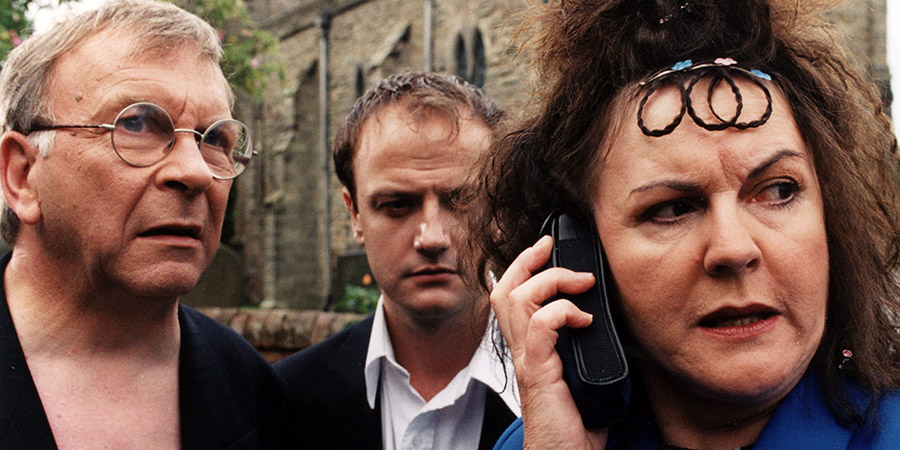 Barbara. Image shows from L to R: Ted Liversidge (Sam Kelly), Neil Liversidge (Benedict Sandiford), Barbara Liversidge (Gwen Taylor). Barbara. Image shows from L to R: Ted Liversidge (Sam Kelly), Neil Liversidge (Benedict Sandiford), Barbara Liversidge (Gwen Taylor).