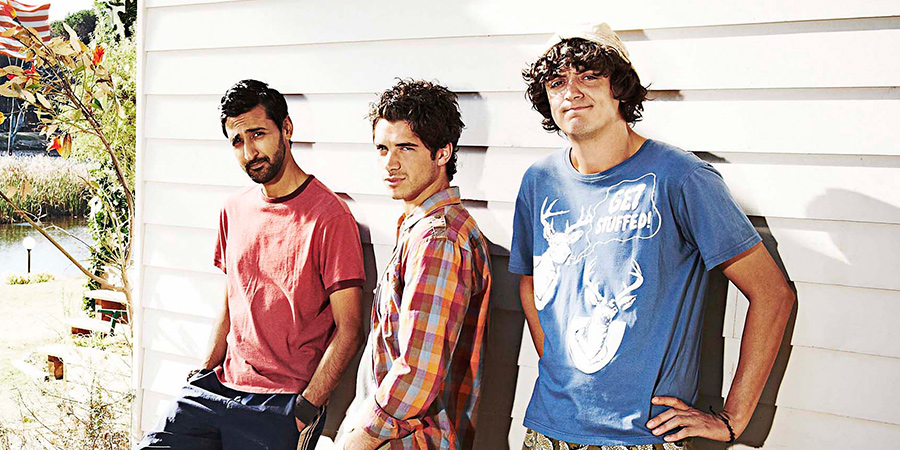 Beaver Falls. Image shows from L to R: A-Rab (Arsher Ali), Barry (John Dagleish), Flynn (Samuel Robertson). Copyright: Company Pictures. Beaver Falls. Image shows from L to R: A-Rab (Arsher Ali), Barry (John Dagleish), Flynn (Samuel Robertson). Copyright: Company Pictures.