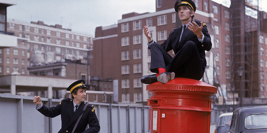 Bedazzled. Image shows from L to R: Stanley Moon (Dudley Moore), George Spiggot (Peter Cook). Bedazzled. Image shows from L to R: Stanley Moon (Dudley Moore), George Spiggot (Peter Cook).