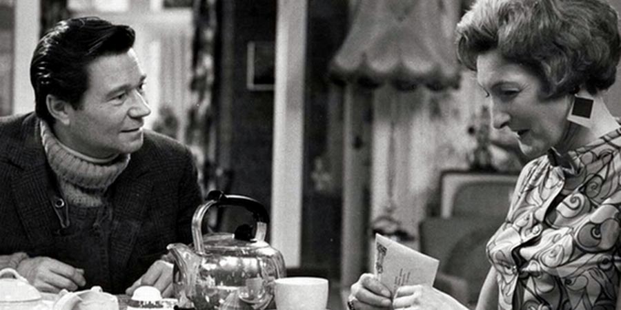 Beggar My Neighbour. Image shows from L to R: Harry Butt (Reg Varney), Lana Butt (Pat Coombs). Copyright: BBC. Beggar My Neighbour. Image shows from L to R: Harry Butt (Reg Varney), Lana Butt (Pat Coombs). Copyright: BBC.