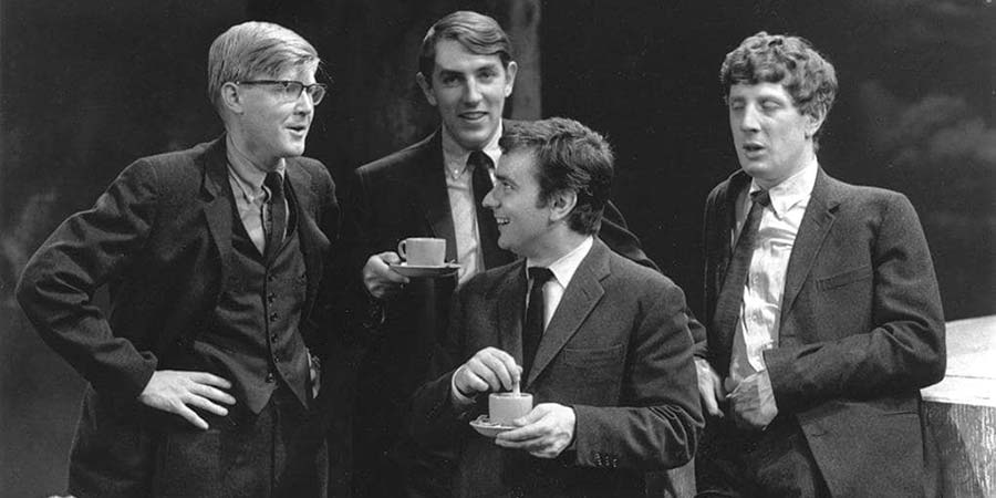 Beyond The Fringe. Image shows from L to R: Alan Bennett, Peter Cook, Dudley Moore, Jonathan Miller. Copyright: BBC. Beyond The Fringe. Image shows from L to R: Alan Bennett, Peter Cook, Dudley Moore, Jonathan Miller. Copyright: BBC.