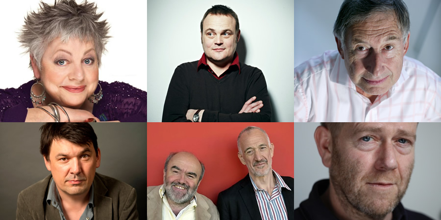 Image shows from L to R: Jo Brand, Graham Linehan, Al Murray, Andy Hamilton, Guy Jenkin, David Nobbs, Simon Nye. Image shows from L to R: Jo Brand, Graham Linehan, Al Murray, Andy Hamilton, Guy Jenkin, David Nobbs, Simon Nye.