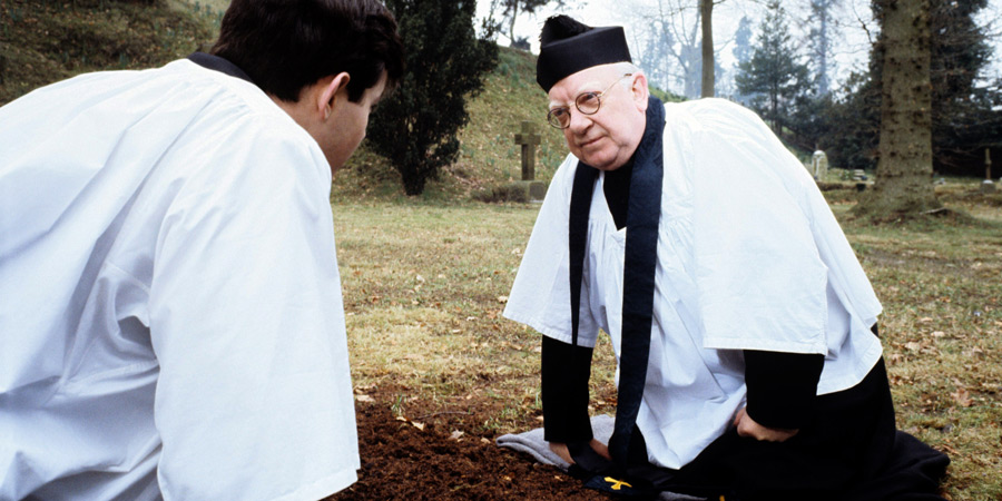 Bless Me, Father. Image shows from L to R: Father Neil Boyd (Daniel Abineri), Father Charles Clement Duddleswell (Arthur Lowe). Copyright: London Weekend Television. Bless Me, Father. Image shows from L to R: Father Neil Boyd (Daniel Abineri), Father Charles Clement Duddleswell (Arthur Lowe). Copyright: London Weekend Television.