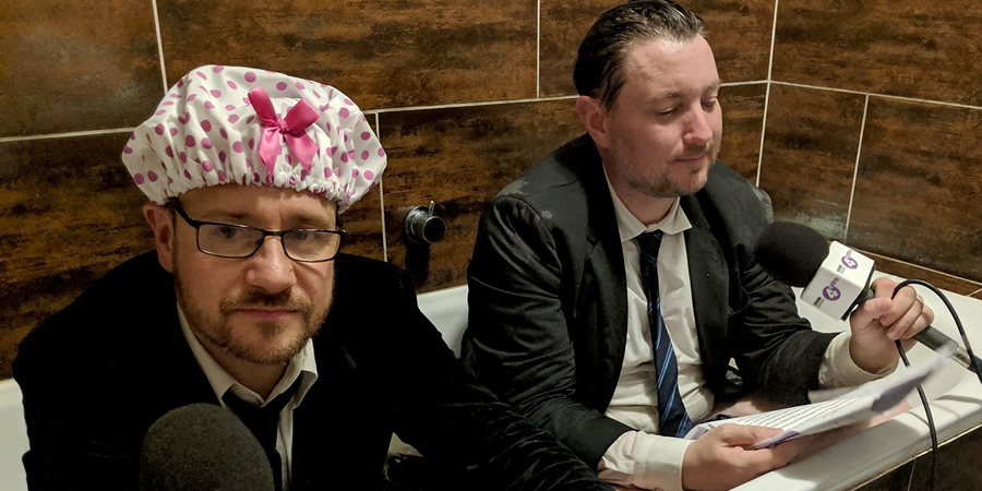 A Book At Bathtime. Image shows from L to R: Jon Holmes, Jake Yapp. Copyright: BBC. A Book At Bathtime. Image shows from L to R: Jon Holmes, Jake Yapp. Copyright: BBC.