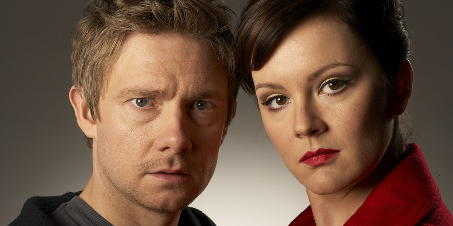 Boy Meets Girl. Image shows from L to R: Danny Reed (Martin Freeman), Veronica Burton (Rachael Stirling). Copyright: Granada Productions. Boy Meets Girl. Image shows from L to R: Danny Reed (Martin Freeman), Veronica Burton (Rachael Stirling). Copyright: Granada Productions.