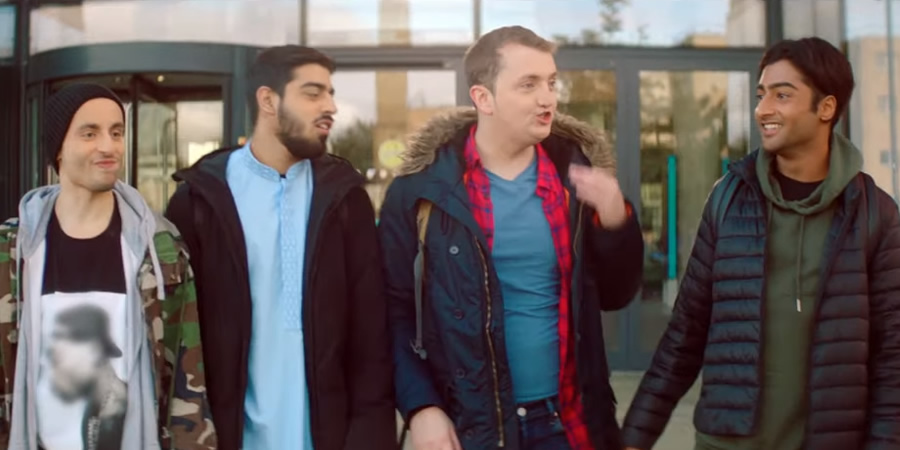 Brad Boyz. Image shows from L to R: Syed (Ahmed Elmusrati), Bash (Junaid Arshad), Steven (Jonny Pelham), Sham (Nikhil Parmar). Brad Boyz. Image shows from L to R: Syed (Ahmed Elmusrati), Bash (Junaid Arshad), Steven (Jonny Pelham), Sham (Nikhil Parmar).