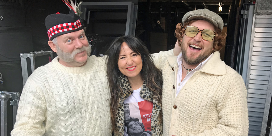 Bridge & Allen Together Again. Image shows from L to R: Duncan Bridge (Archibald Easton), KT Tunstall, Alan Allen (Mike Keat). Copyright: BBC. Bridge & Allen Together Again. Image shows from L to R: Duncan Bridge (Archibald Easton), KT Tunstall, Alan Allen (Mike Keat). Copyright: BBC.