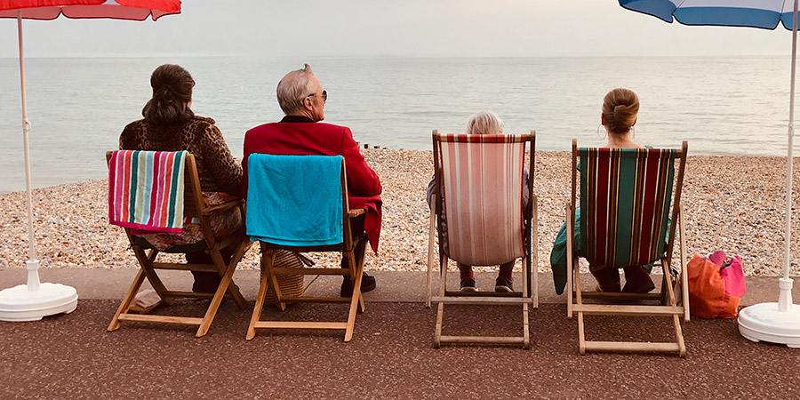 Brighton. Image shows from L to R: Dinah (Marion Bailey), Derek (Larry Lamb), Dave (Phil Davis), Doreen (Lesley Sharp). Copyright: CK Films. Brighton. Image shows from L to R: Dinah (Marion Bailey), Derek (Larry Lamb), Dave (Phil Davis), Doreen (Lesley Sharp). Copyright: CK Films.