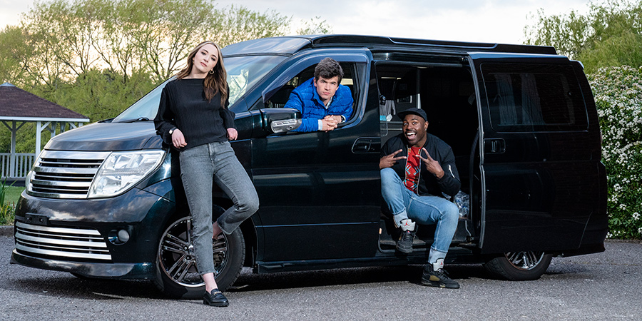 British As Folk. Image shows from L to R: Fern Brady, Ivo Graham, Darren Harriott. Copyright: STV Productions. British As Folk. Image shows from L to R: Fern Brady, Ivo Graham, Darren Harriott. Copyright: STV Productions.