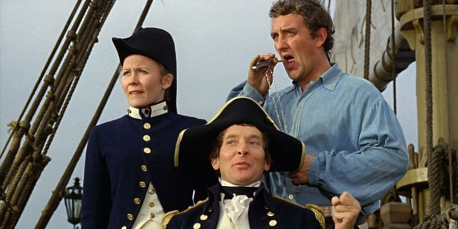 Carry On Jack. Image shows from L to R: Sally (Juliet Mills), Captain Fearless (Kenneth Williams), Midshipman Albert Poop-Decker (Bernard Cribbins). Carry On Jack. Image shows from L to R: Sally (Juliet Mills), Captain Fearless (Kenneth Williams), Midshipman Albert Poop-Decker (Bernard Cribbins).