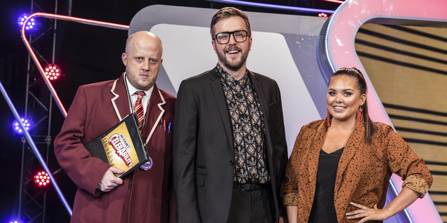 CelebAbility. Image shows from L to R: Marek Larwood, Iain Stirling, Scarlett Moffatt. Copyright: Potato. CelebAbility. Image shows from L to R: Marek Larwood, Iain Stirling, Scarlett Moffatt. Copyright: Potato.