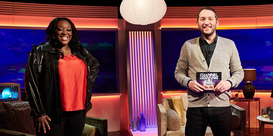 Channel Hopping With Jon Richardson. Image shows from L to R: Judi Love, Jon Richardson. Copyright: Rumpus Media. Channel Hopping With Jon Richardson. Image shows from L to R: Judi Love, Jon Richardson. Copyright: Rumpus Media.