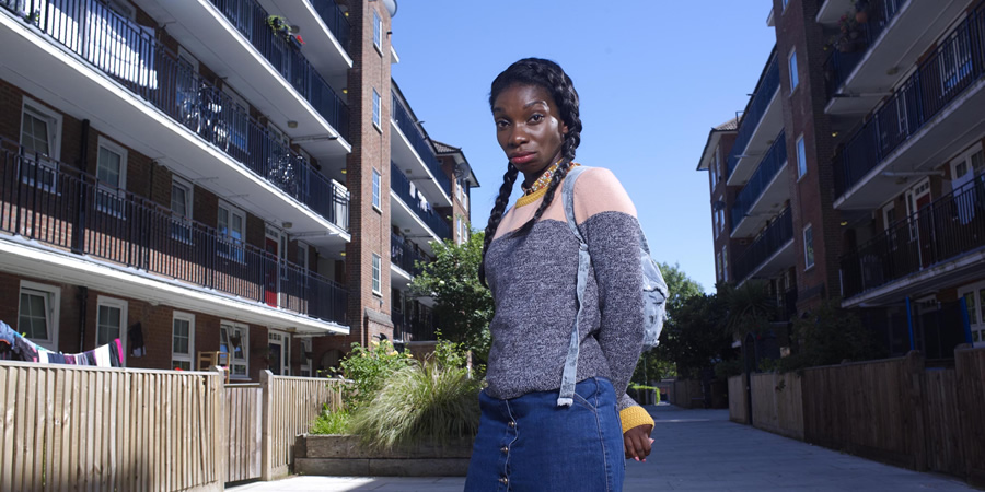 Chewing Gum. Tracey Gordon (Michaela Coel). Copyright: Retort. Chewing Gum. Tracey Gordon (Michaela Coel). Copyright: Retort.